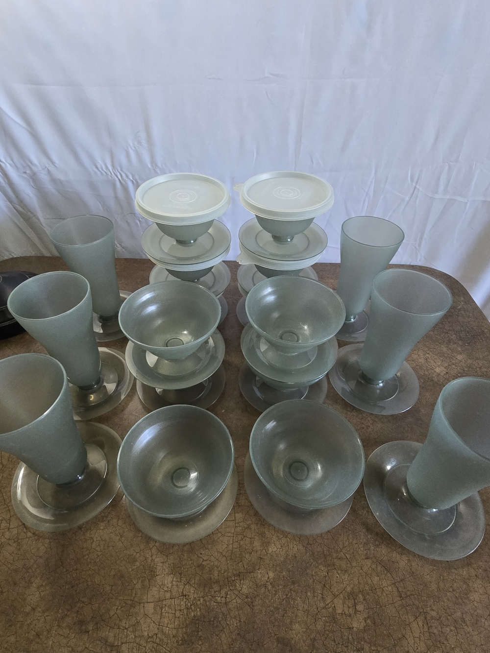 Vintage Frosted Green Glassware Set - Home Accents